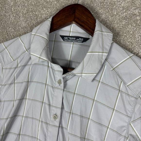 Arc'teryx Tops - Arcteryx Womens XS Gray Plaid Long Sleeve Button Down Hiking Shirt Logo